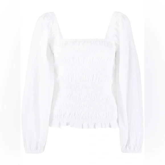 Ganni Puff Sleeve Ruched Blouse NWT - Picture 1 of 5
